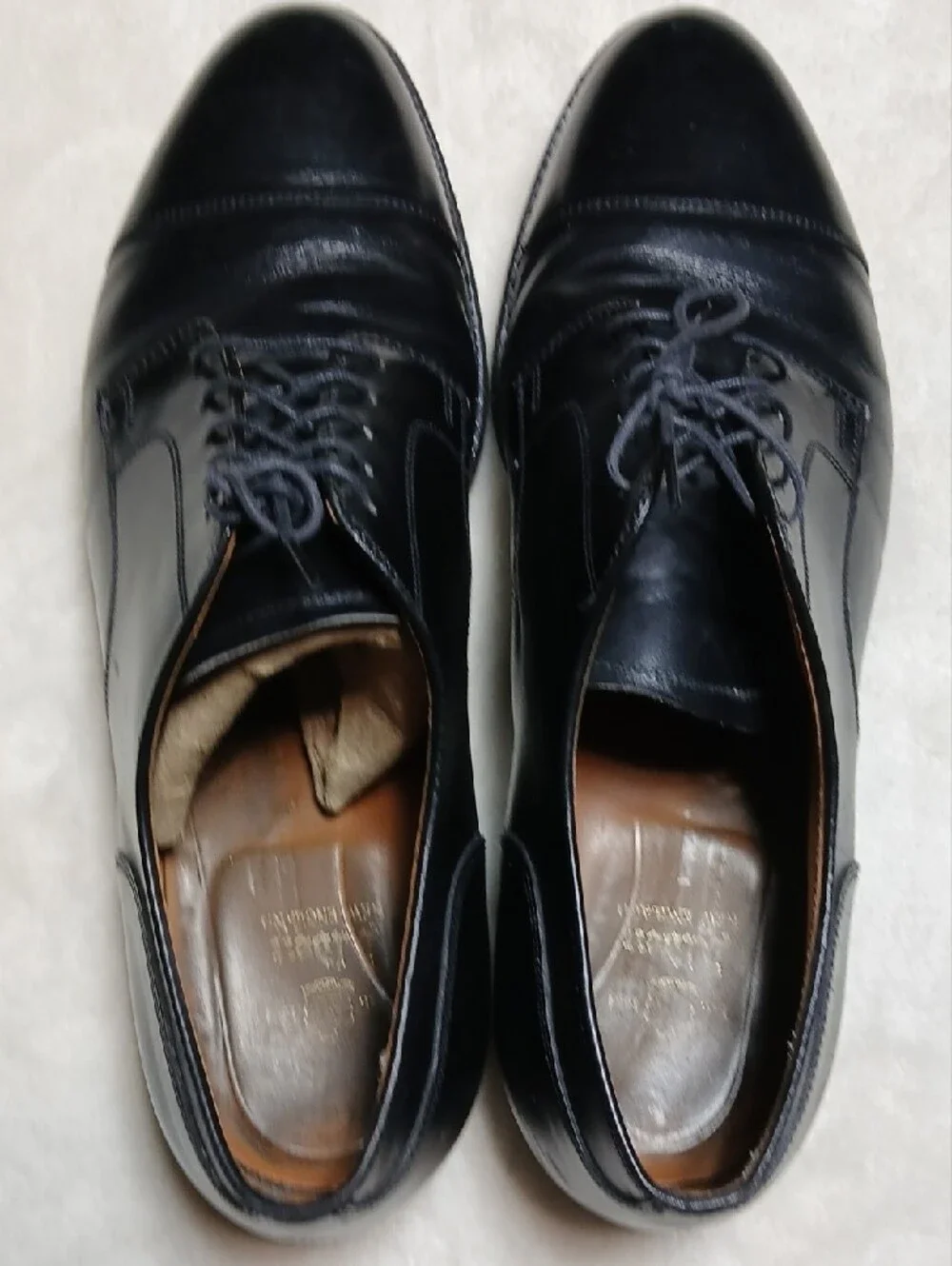 Alden 971 Straight Tip Blucher Black Leather Cap-Toe Derbys Size 10.5 B
